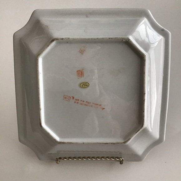 Vintage Square Pastel Fruits Pattern Dish Plate Grapes Pineapple Melons Pears - Picture 8 of 13